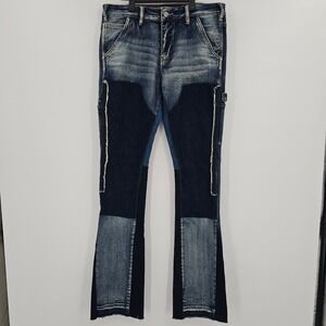 ESNTL LAB "NAEDIZEL" Mens Patchwork Carpenter Skinny Jeans Size 32 Stretch